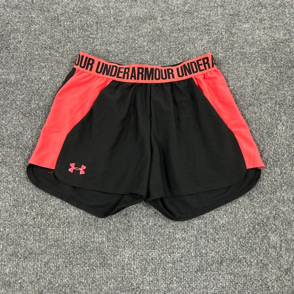 Under Armour Shorts Womens Size XS Black Pink Heatgear Loose Fit Athletic Gym